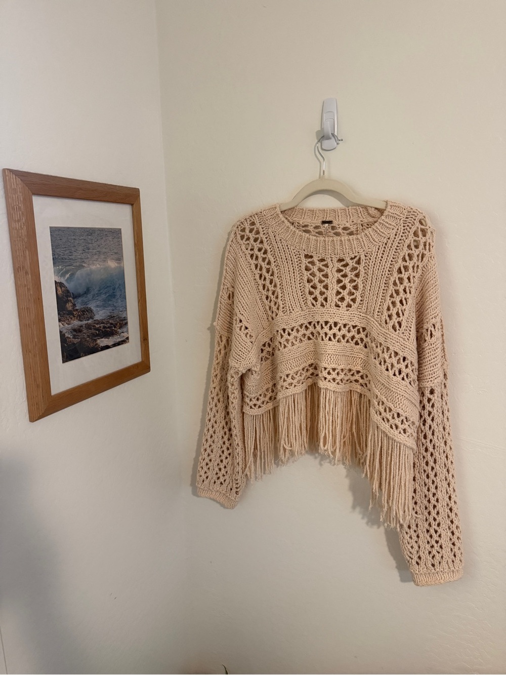 NWOT Free People Higher Love Fringe Sweater - Picture 2 of 5